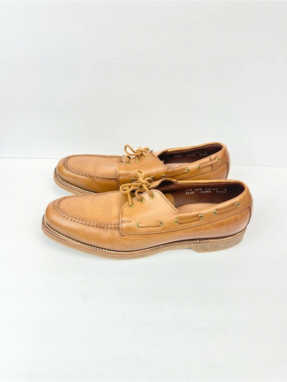 Vintage Allen Edmonds Clipper Boat Shoes Size 11.5 AAA Leather Tan Made In USA
